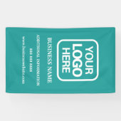 ロゴの追加シンプルプロフェッショナルモダンティール（緑がかった色） 横断幕 (横)