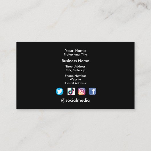 ロゴの追加シンプルプロフェッショナル黒 名刺 (裏面)