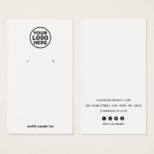 ロゴの追加シンプルホワイトイヤリングディスプレイカード (正面&裏面)