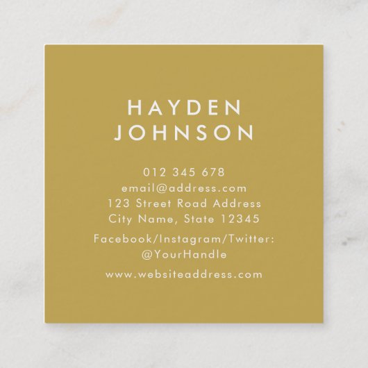 ロゴの追加シンプルモダン編集可能カラー スクエア名刺 (裏面)