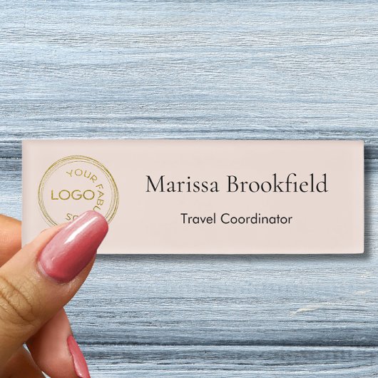 ロゴの追加シンプル従業員名の役職赤面 名札