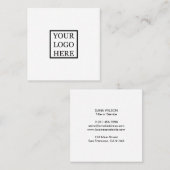 ロゴの追加シンプル白黒ミニマル スクエア名刺 (正面/裏面)