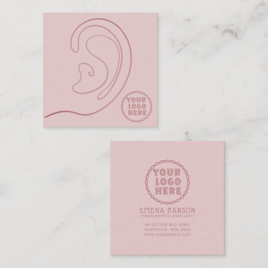 ロゴの追加ジュエリーイヤリングピンク表示カード コーリングカード (正面/裏面)