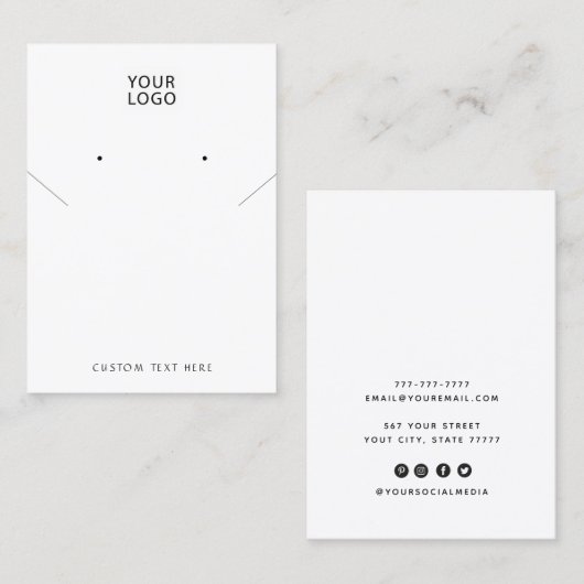 ロゴの追加ジュエリーホワイトネックレスイヤリングディスプレイ 名刺 (正面/裏面)