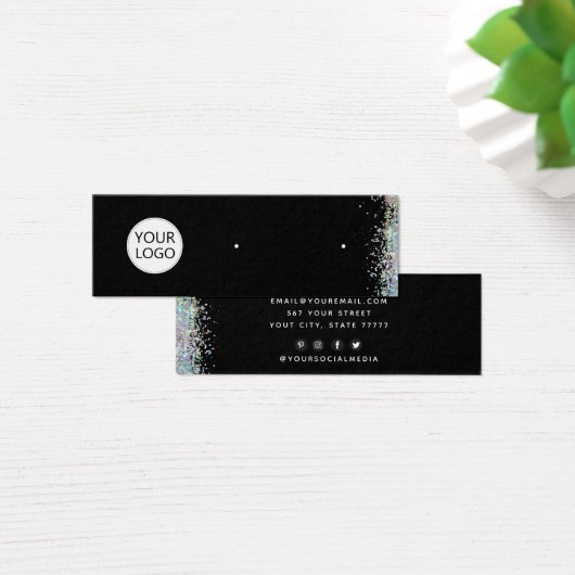 ロゴの追加ジュエリーモダンブラックイヤリングディスプレイカード (デスク)