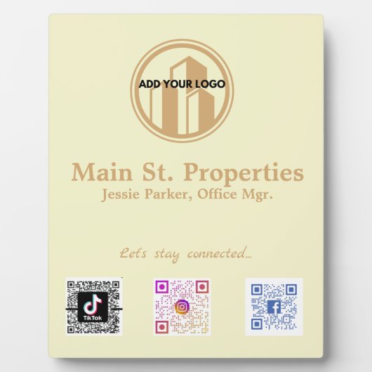 ロゴの追加ソーシャルメディアのスキャンコードプラーク フォトプラーク (正面)