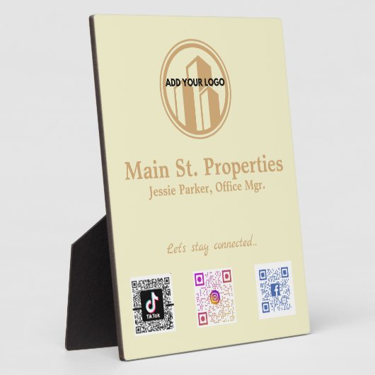 ロゴの追加ソーシャルメディアのスキャンコードプラーク フォトプラーク (側面)