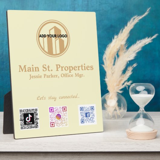 ロゴの追加ソーシャルメディアのスキャンコードプラーク フォトプラーク (側面)