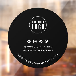 ロゴの追加ソーシャルメディアの編集可能な背景ラウンド ウィンドウサイン