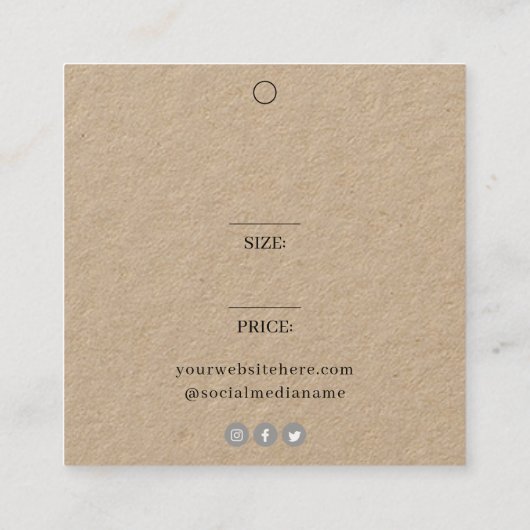 ロゴの追加ソーシャルメディアのKraftカード価格ラベル スクエア名刺 (裏面)