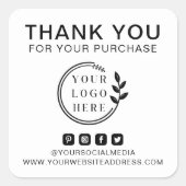 ロゴの追加ソーシャルメディア注文ありがとうございますカスタム スクエアシール (正面)