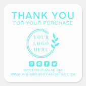 ロゴの追加ソーシャルメディア注文ありがとうございますカスタム スクエアシール (正面)