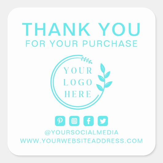 ロゴの追加ソーシャルメディア注文ありがとうございますカスタム スクエアシール (正面)