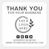ロゴの追加ソーシャルメディア注文ありがとうございますカスタム スクエアシール (正面)