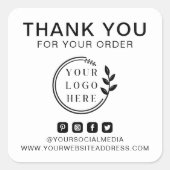 ロゴの追加ソーシャルメディア注文ありがとうございますカスタム スクエアシール (正面)