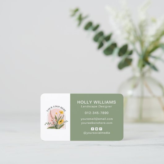 ロゴの追加ソーシャルメディアQRコードバス企業のイン 名刺 (スタンド正面)