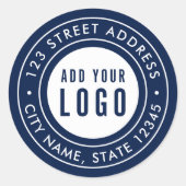 ロゴの追加ダブル縁どカスタム差出人住所 ラウンドシール (正面)