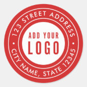 ロゴの追加ダブル縁どカスタム差出人住所 ラウンドシール (正面)