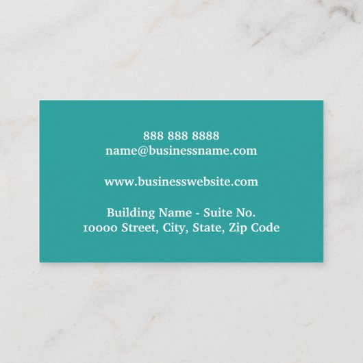 ロゴの追加ティール（緑がかった色）モダンプロフェッショナル写真 名刺 (裏面)