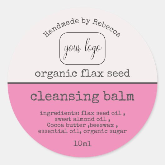 ロゴの追加ナチュラル美しいピンク製品ラベル ラウンドシール (正面)