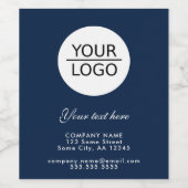 ロゴの追加ネイビーブルーカスタム文字プロモーション ワインラベル (シングルラベル)