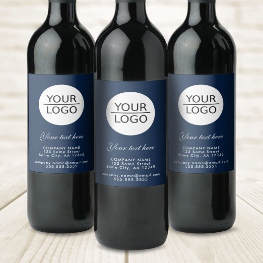 ロゴの追加ネイビーブルーカスタム文字プロモーション ワインラベル