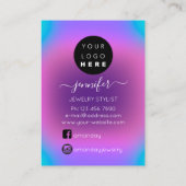 ロゴの追加ハンドメイドジュエリーカードパープルピンク 名刺 (裏面)