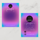 ロゴの追加ハンドメイドジュエリーカードパープルピンク 名刺 (正面/裏面)