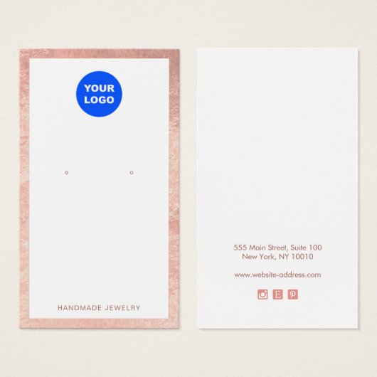 ロゴの追加バラ縁ど金ゴールドイヤリングディスプレイカード (正面&裏面)