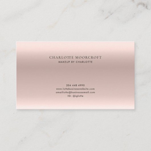 ロゴの追加バラ金ゴールド美容師とメイクアップアーティスト 名刺 (裏面)