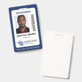 ロゴの追加バーコードと写真 バッジ (正面＆裏面)