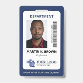 ロゴの追加バーコードと写真 バッジ (正面)