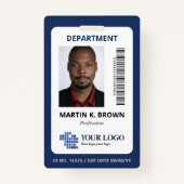 ロゴの追加バーコードと写真 バッジ (正面)