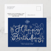 ロゴの追加ビジネスおもしろいドードルシルバーハッピーバースデー シーズンポストカード (正面/裏面)