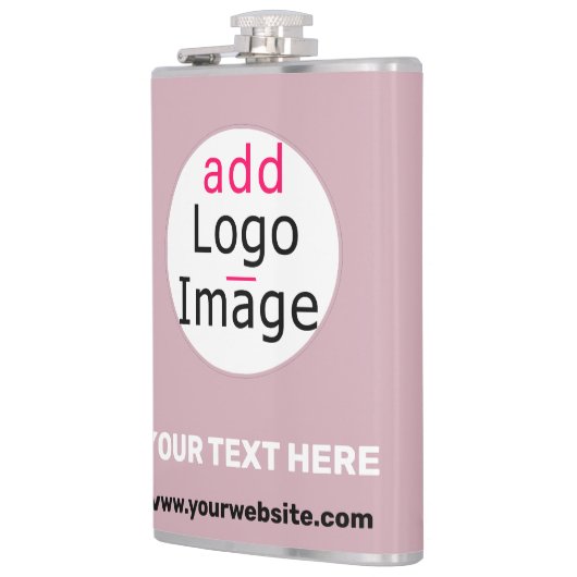 ロゴの追加ビジネスのカスタマイズ可能な埃っぽいバラ色相 フラスク (左)