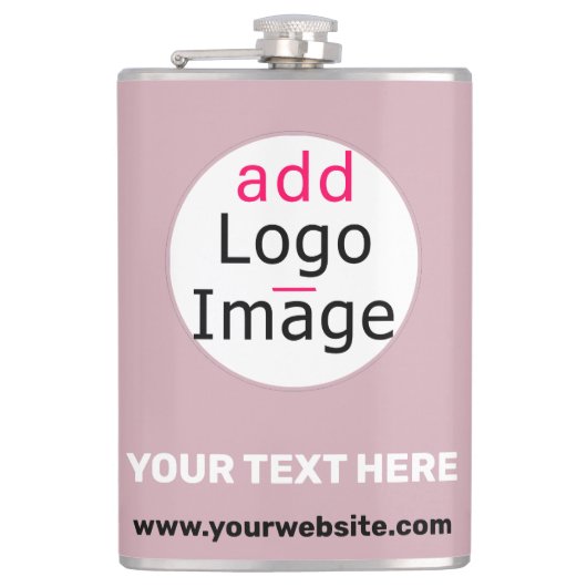 ロゴの追加ビジネスのカスタマイズ可能な埃っぽいバラ色相 フラスク (正面)