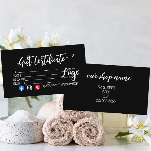 ロゴの追加ビジネスギフト券のマーケティング 名刺