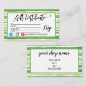 ロゴの追加ビジネスギフト証明書のマーケティング 名刺 (正面/裏面)