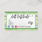 ロゴの追加ビジネスギフト証明書のマーケティング 名刺 (正面)