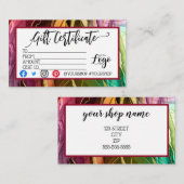 ロゴの追加ビジネスギフト証明書のマーケティング 名刺 (正面/裏面)