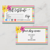 ロゴの追加ビジネスギフト証明書のマーケティング 名刺 (正面/裏面)