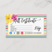 ロゴの追加ビジネスギフト証明書のマーケティング 名刺 (正面)