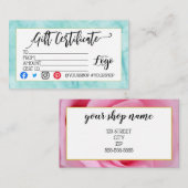 ロゴの追加ビジネスギフト証明書のマーケティング 名刺 (正面/裏面)