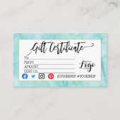 ロゴの追加ビジネスギフト証明書のマーケティング 名刺 (正面)