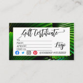 ロゴの追加ビジネスギフト証明書のマーケティング 名刺 (正面)