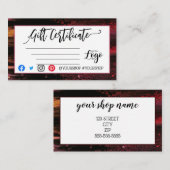 ロゴの追加ビジネスギフト証明書のマーケティング 名刺 (正面/裏面)