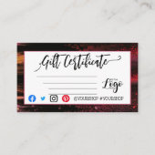 ロゴの追加ビジネスギフト証明書のマーケティング 名刺 (正面)