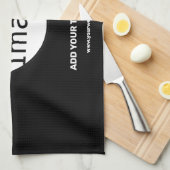 ロゴの追加ビジネスシックなカスタマイズ可能なブラックミニマル キッチンタオル (四つ折り)
