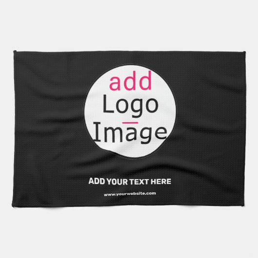 ロゴの追加ビジネスシックなカスタマイズ可能なブラックミニマル キッチンタオル (横)