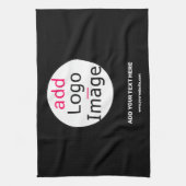 ロゴの追加ビジネスシックなカスタマイズ可能なブラックミニマル キッチンタオル (縦)